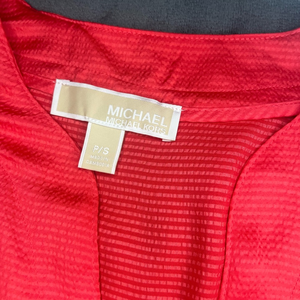 Michael Michael Kors Solid Satin Tie Top Geranium Size S - Picture 8 of 11